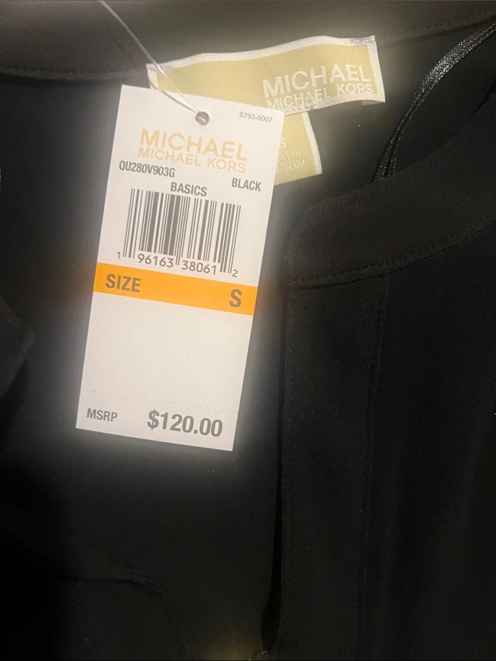 Michael Kors Black Long-Sleeve Zip Front Tie-Waist Dress